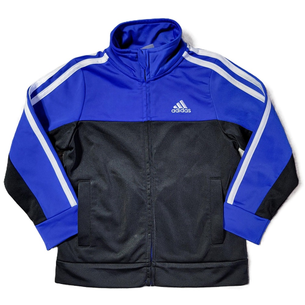 Kids Adidas Track Jacket‎ Blue Black White Stripes Full Zip Size 3T